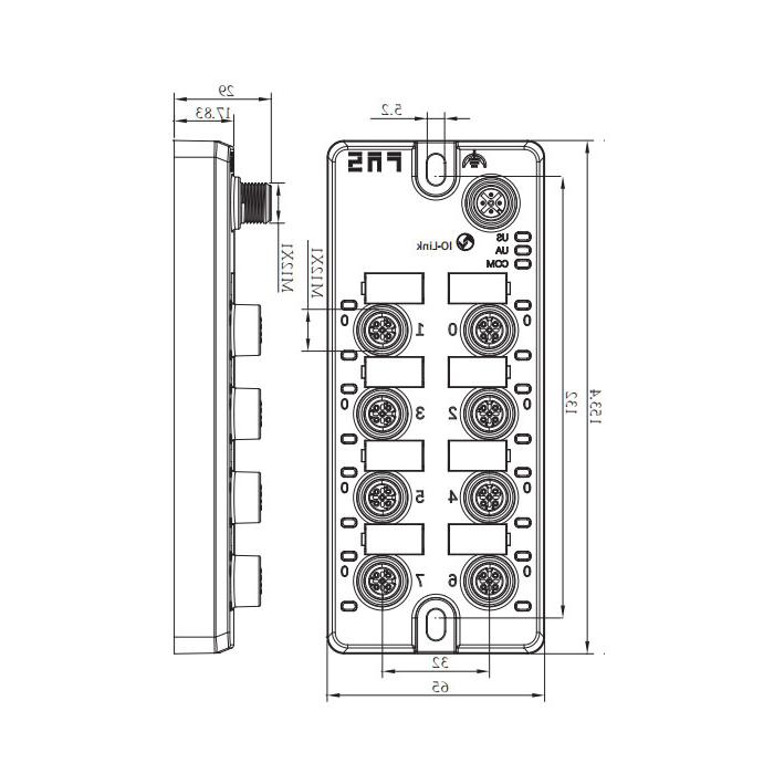 M12 interface、IO-Link Hub、8AI，0-10V DC voltage analog module、00BB16