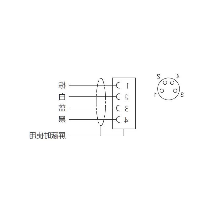 M8 4Pin、母头90°、单端预铸PUR柔性电缆、带屏蔽、黑色护套、63S145-XXX