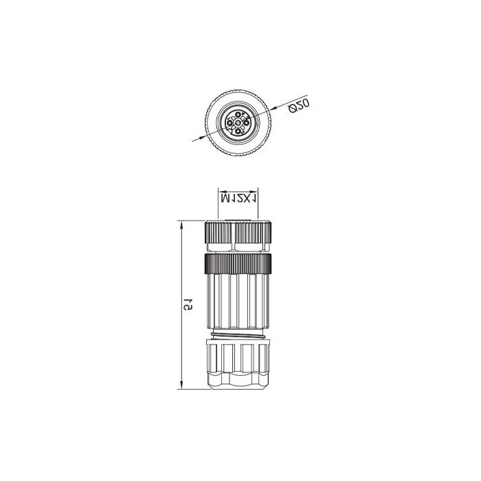 M12 4Pin、Straight type female、Screw connection、64F021